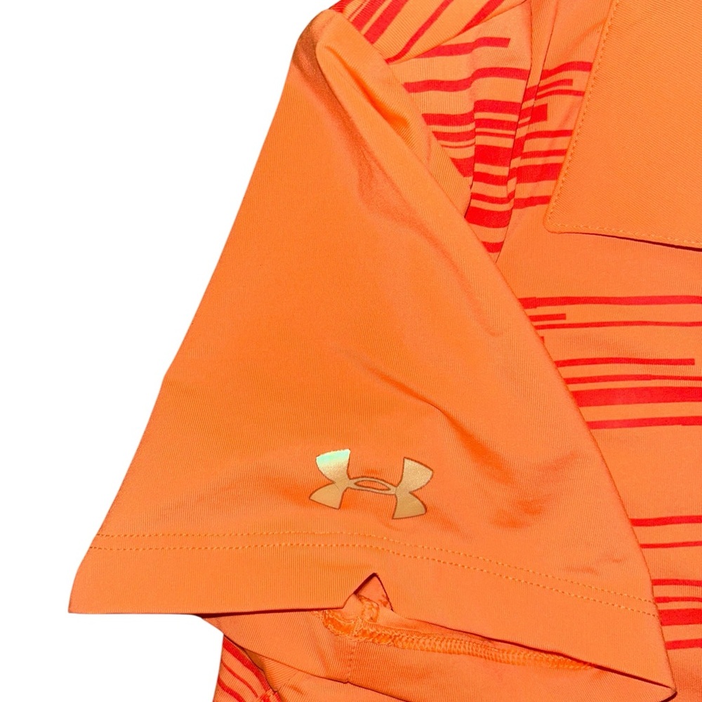 Under Armour Womens XL Loose heatgear Orange Coral collar Short Sleeve Top - Picture 4 of 9